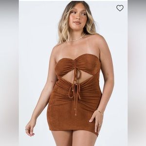 Princess polly Callie Strapless Mini Dress Brown